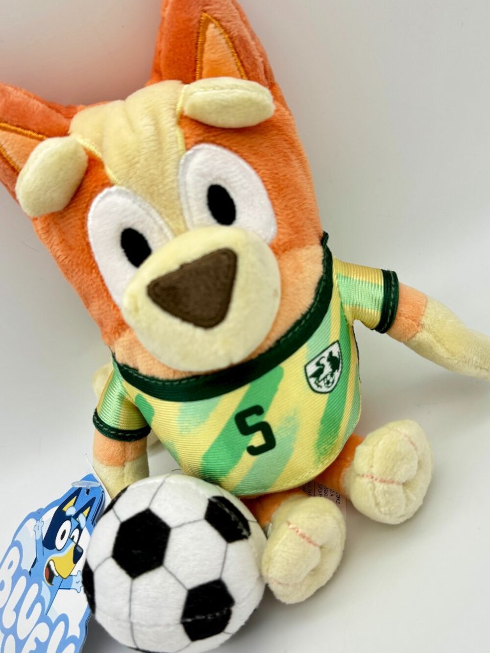 Bluey 7” SOCCER BINGO w/ Jersey & Ball Stuffed Animal Plush Toy, World Cup Theme